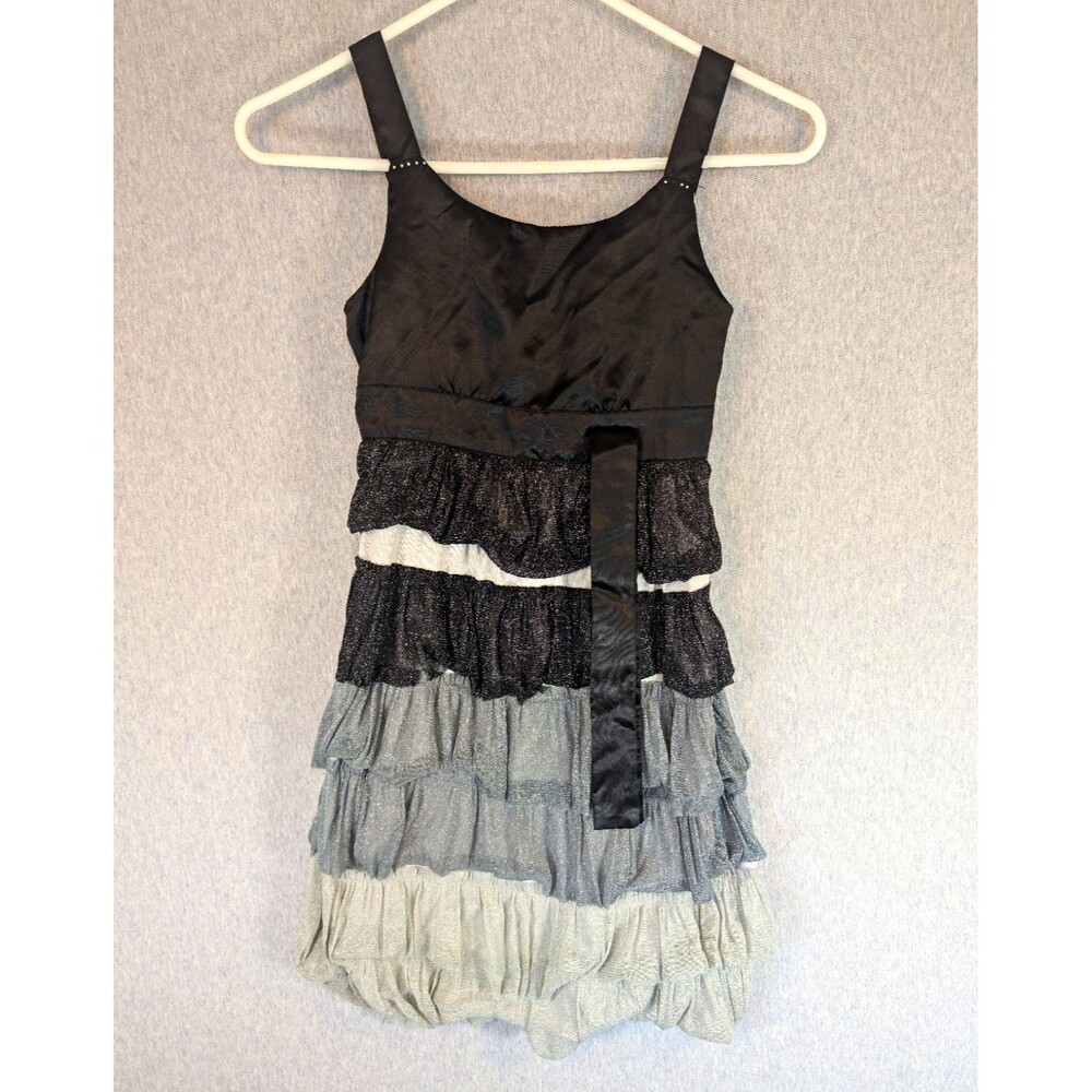 Justice Girls Size 10 Colorblock Tiered Party Dress Bow Lined Scoop Neck